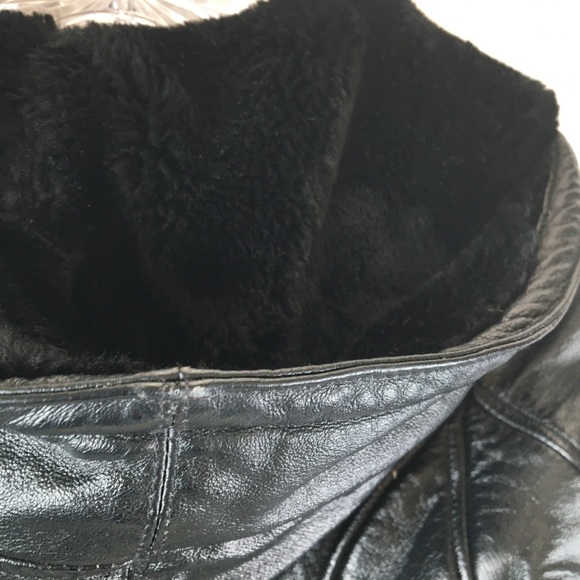 Wilsons Leather Coat Kid's Girl Sherpa Lined Black size XS Full zip Pockets - Picture 9 of 10